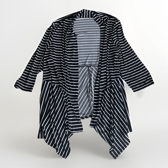 Dressbarn Women’s 3X Black White Striped Open Front Cardigan NWT Plus Size - Picture 1 of 7